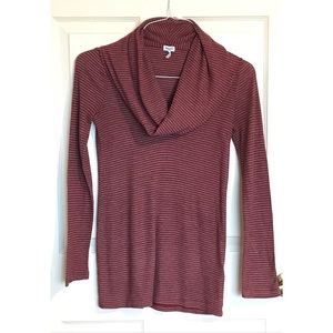 🎈Splendid Red/Gray Striped Cowl Neck Top